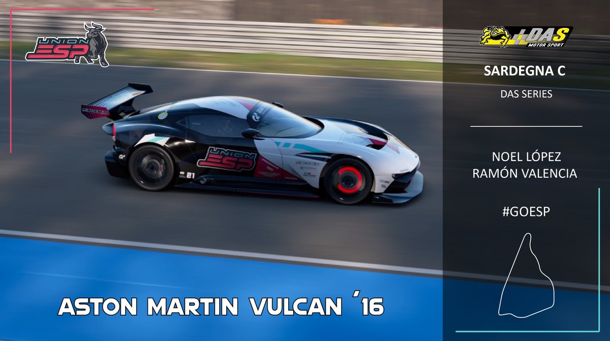 BIONICzero24's tweet photo. 1º ronda de ENE/FEB #Dasseries de @MotorsportDas
🎮 @NoelLop62116663 (Oro A)
🎮 @ESP_ValenciaJr (Plata A)
🏎️ Aston Martin Vulcan ´16
🏁 Sardegna C
🕚 23:00 h
📺 https://t.co/aNK13iLjHa (Oro A)
📺 https://t.co/Dh5cKIcBrF (Plata A)
#GoESP https://t.co/6xiYpYHub9
