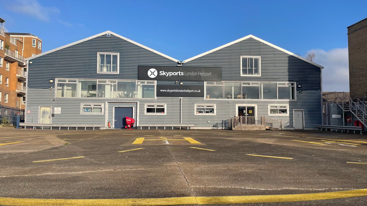 Skyports_Infra's tweet photo. NEWS: We're proud owners of one of only two operational heliports in #London. Formerly known as 'Falcon', the renamed #SkyportsLondonHeliport is part of our strategy to develop and operate a network of #vertiports for #eVTOL air taxis. #AAM #UAM 

Link: https://t.co/YwIufqO3Wd https://t.co/Dp5QScLeBy