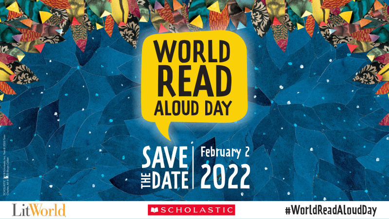 Scholastic's tweet photo. 🗣️ Calling all readers worldwide! #WorldReadAloudDay is taking place on February 2, 2022. Join us 1/31-2/2 for World Read Aloud Day Book Fest: a 3 day series of virtual events for kids, parents, and educators. 

Learn more and check out the schedule >> https://t.co/9uL6991IS5 https://t.co/vkaKT0mYkd