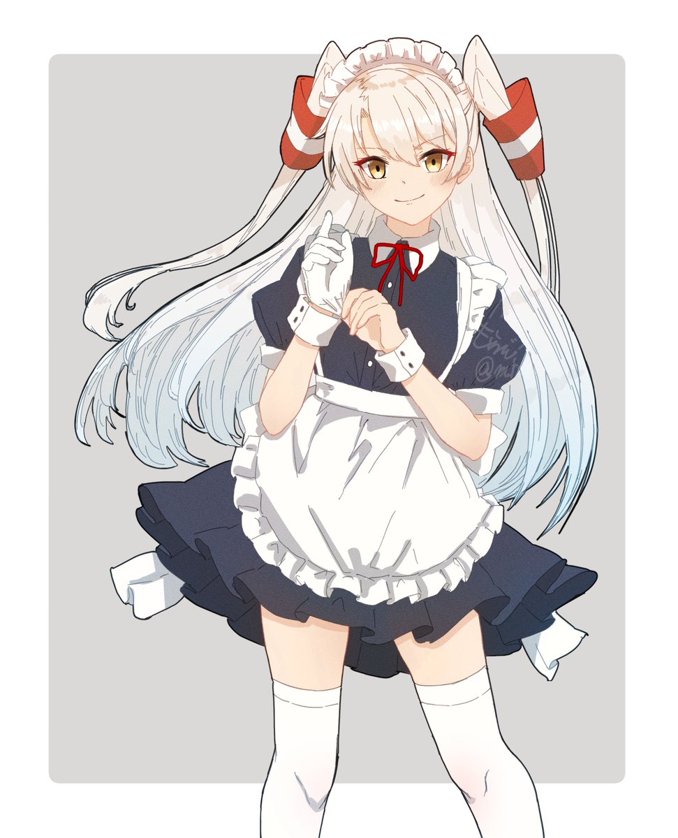 amatsukaze (kancolle) 1girl solo maid thighhighs two side up apron long hair  illustration images