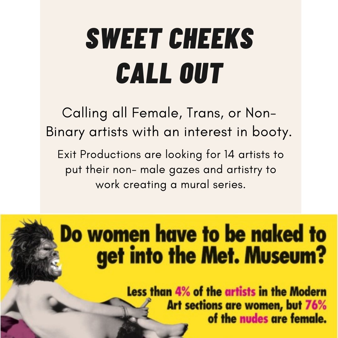 Enter_theVenue's tweet image. #ARTIST CALL-OUT 

@exitprodu are looking for 14 Artists to put their non-male gazes to work creating a mural series focusing on the male body. 

Want to get involved? Get in touch at: enter@exitproductionsltd.com