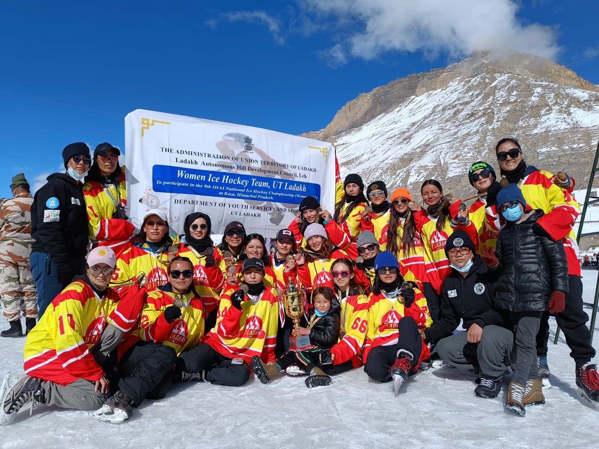 Thank you  <a href="/lg_ladakh/">LG Ladakh</a> <a href="/Ravinder_Dangi1/">Ravinder Dangi</a> for giving us the opportunity to represent UT Ladakh at the 9th National Ice Hockey Tournament in Kaza, HP. We are coming back with gold for Ladakh 🏅🏆