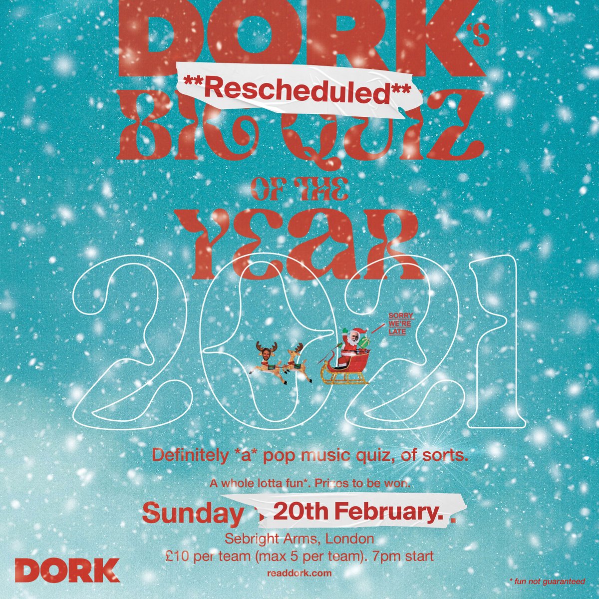 sebrightarms's tweet photo. 📝@readdork's Big Quiz Of The Year is officially happening on 20th Feb, get ur teams together and come join us! 

Because what better time to have a Big Quiz of the Year than in February, obviously🤷

Team tickets on @dicefm > https://t.co/P3Xxjgjymd https://t.co/LlVIGBuhLj