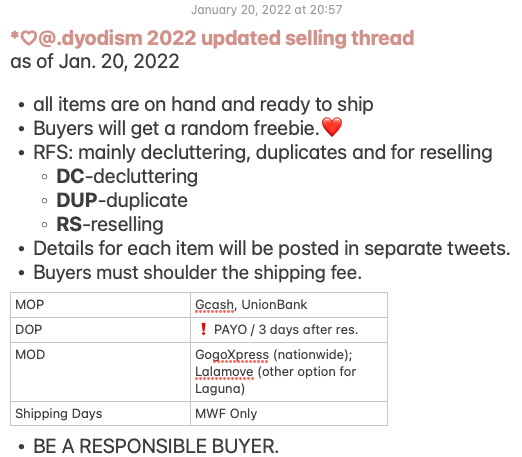 dyodism's tweet photo. *♡@.dyodism 2022 updated selling thread

WTS LFB #dyodism_sells ˎˊ˗  

❣️ph only
❣️please read the images before buying.
❣️all must go 🥺

🏷 EXO D.O Kyungsoo album pc stickers doll magazine photocard https://t.co/5uPcGGMsat