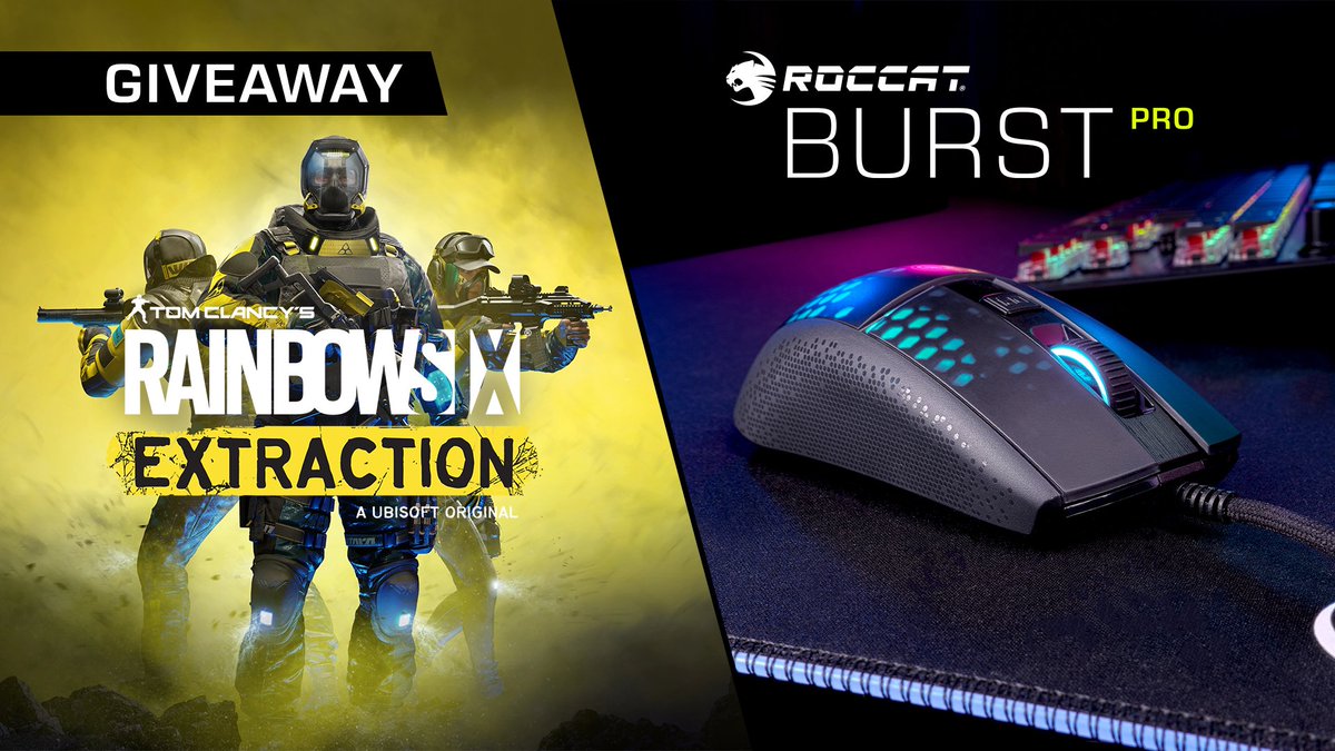 TurtleBeachPC's tweet photo. With Rainbow Six Extraction now available, it's time for a giveaway! 👾

For a chance to win a Burst Pro and a copy of the game, all you need to do is follow @ROCCAT, like and retweet this post! 🔁 https://t.co/mr4Xs6tr3o