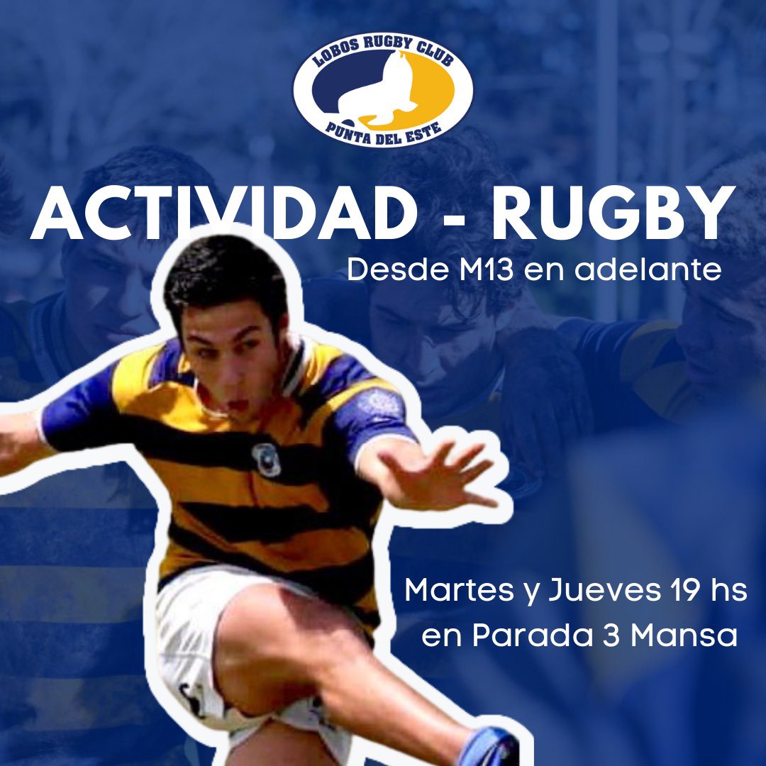 🏉Comienza actividad de rugby desde M13 en adelante. 

🗓Todos los martes y jueves a las 19hs en la playa de Parada 3 Mansa. 

✨No te quedes afuera!
