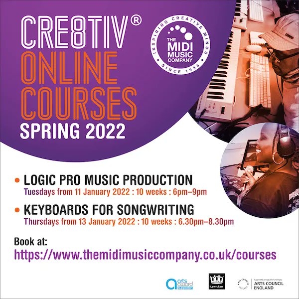 Check out these affordable online evening classes for those 16+ and adults of all ages.

Learn to create original compositions using Logic Pro music production software, or explore your songwriting skills on a keyboard in these excellent remote learning courses 
#MidiMusicCompany