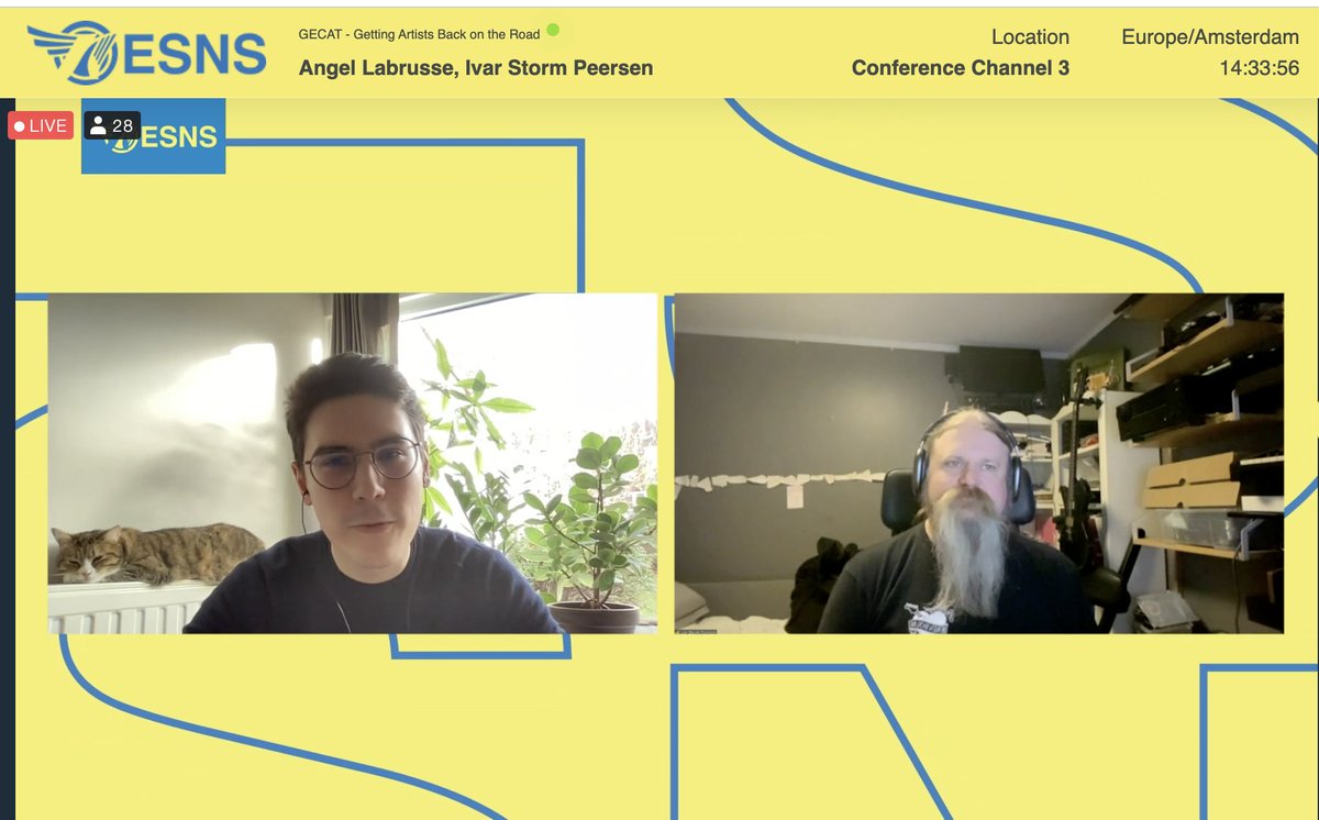 ⚠️ Live now on Conference Channel 3 bit.ly/3Ks0LNC at <a href="/esns/">ESNS</a>!
"GECAT - Getting Artists Back on the Road" w/ IMPALA's Angel Labrusse and Ivar Storm Peersen from
<a href="/iao_artist/">IAO - International Artist Organisation #music</a>, GramArt &amp; <a href="/EnslavedBand/">Enslaved</a> 💡
#ESNS22