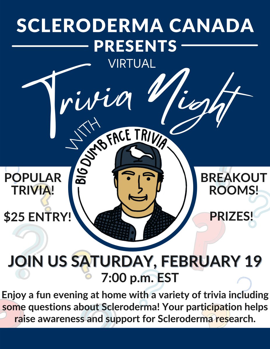 scleroderma_sso's tweet image. Registration is officially OPEN for @SclerodermaCAN's Trivia Night! Visit: sclerodermaontario.akaraisin.com/ui/Scleroderma… to register today!