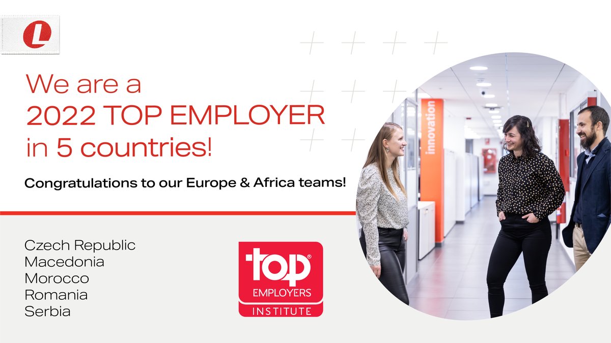 LearCorporation's tweet photo. Lear is now certified as a 2022 #TopEmployer at 5 of our Europe and Africa locations! Congratulations to our Lear Czech Republic, Romania, Macedonia, Morocco, and Serbia teams on being recognized by @topemployer. #TopEmployers2022 #TopEmployers #OneLear https://t.co/Ai2ERlxGY0