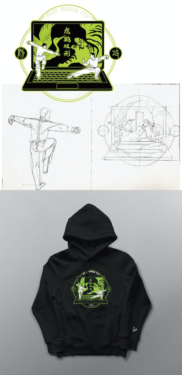 Hoodie:
Tiger and Crane Fist (A Kind of Chinese Kungfu) 
Attack and Defense
Real and Virtual 

Real World CTF , where connection magic happens.

Follow us on CTFTime:ctftime.org/event/1507, or official website:realworldctf.com
