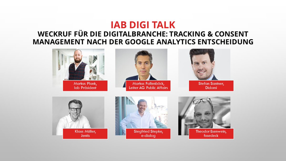 25. Jänner iab DIGI TALK: Weckruf für die Digitalbranche: Tracking &amp; Consent Management nach der Google Analytics Entscheidung

iab-austria.at/event/iab-digi…