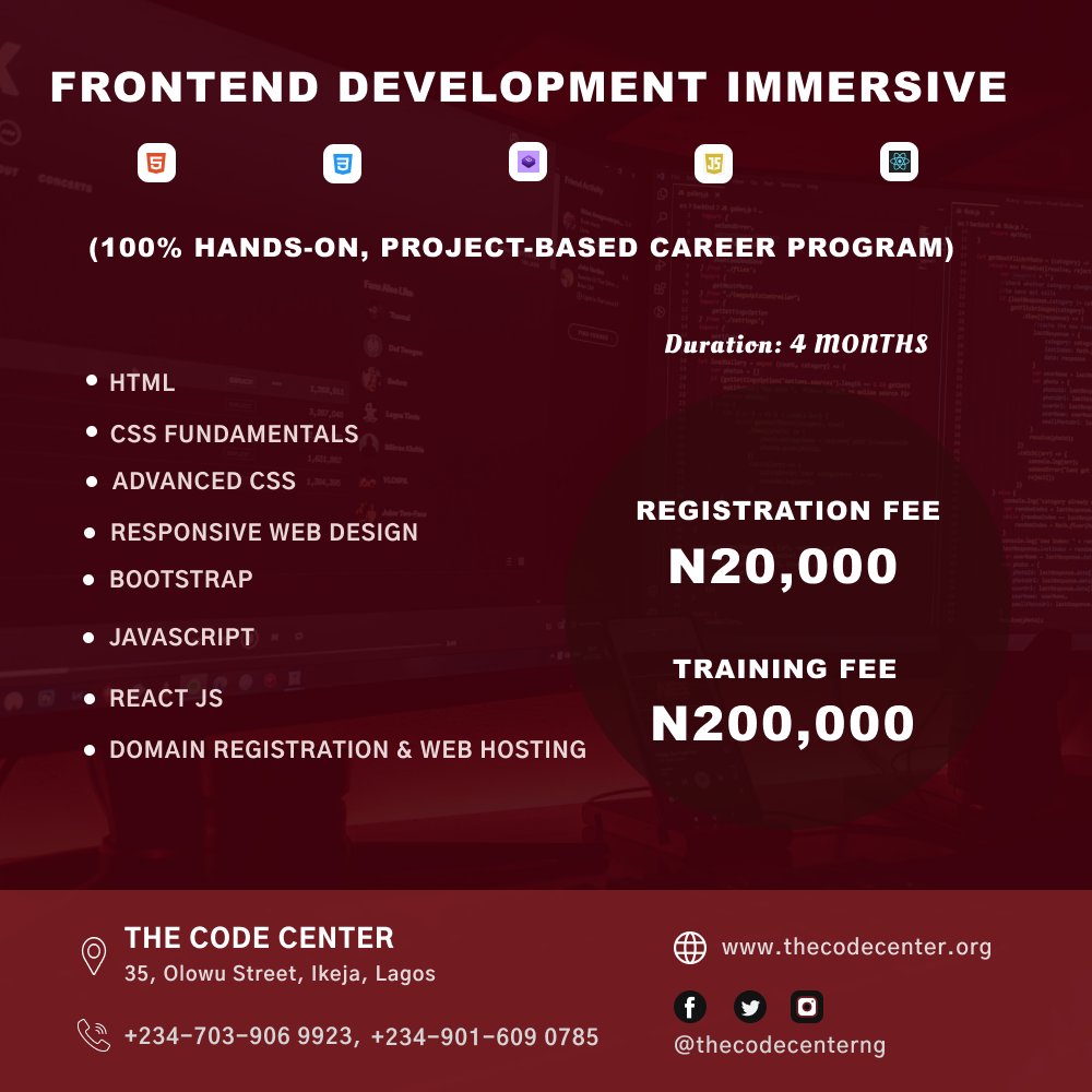 thecodecenterng's tweet photo. If you long for a reputable place where you can learn to code, design &amp; the likes and also would not mind to pay, then do well to reach out to us. https://t.co/ZcO5w30dlZ