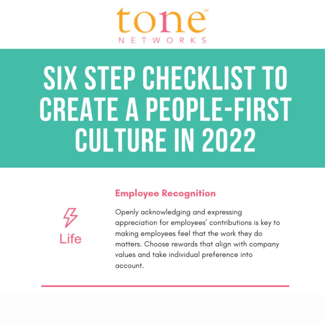 Company culture matters. Download the Tone Networks 2022 Checklist of six essential pieces to creating a company culture that gets people excited to come to work! 
hubs.la/Q012tT8t0 
#companyculture 
#setthetone