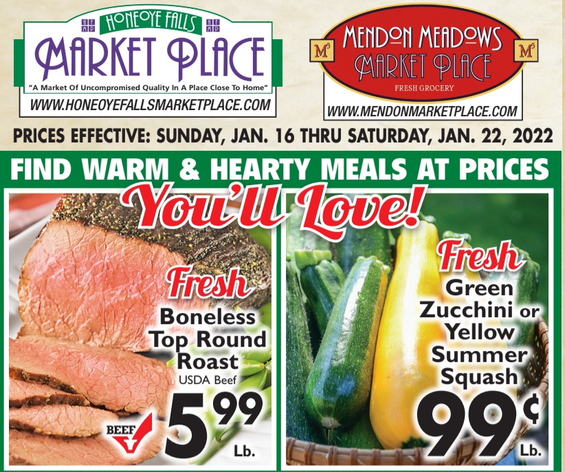 HFMMmarketplace's tweet photo. Find warm & hearty meals at prices you will absolutely love! From our fresh Boneless Top Round Roast to our fresh green zucchini, what better way to host a winter dinner party. ❄
❗Effective until 1/22/22❗
#HFMP #MMM #ShopLocal #WeeklyAd https://t.co/z5ScDQzyx4