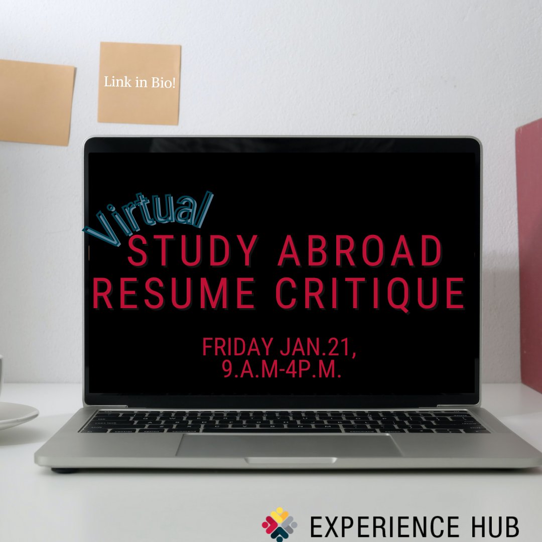 csbsjuXPD's tweet image. LINK IN BIO: Did you miss last nights study abroad resume critique? No worries, we are hosting an ALL DAY resume critique event tomorrow (January 21)! Drop into the CA Zoom room tomorrow from 9a.m.- 4p.m.