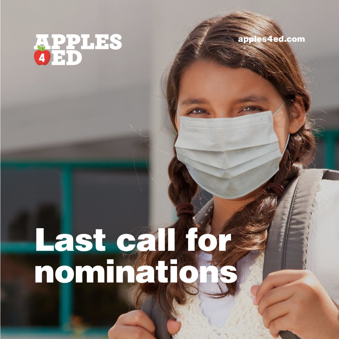 usapples's tweet photo. We’ve got one more day to accept your nomination at https://t.co/jmvpJu204h! Visit the site today, complete your submission, and show your students more ways to make good, healthy choices. One of five $4,000 grants could go to your school – apply now!
#Apples4Ed https://t.co/Nr6Rf9mKdq