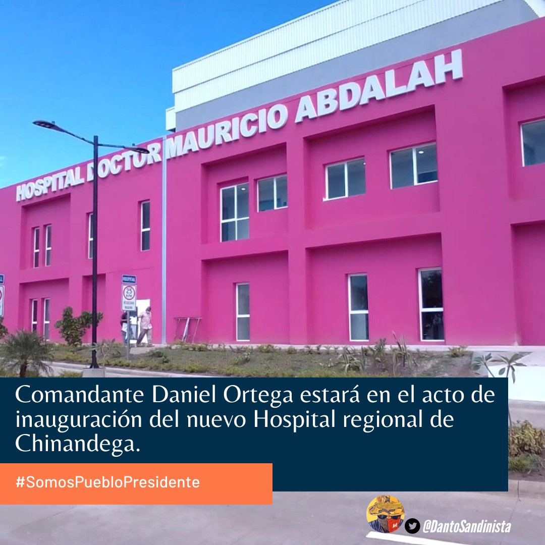 Nuevo Hospital regional de Chinandega será inaugurado por el Cro Presidente Comandante Daniel.
#SomosPuebloPresidente