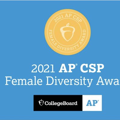 #NewProfilePic. We have been awarded the 2021 APCSP Female Diversity Award. @RMHS_MainOffice @RMHS_principal @RMHSmagnet