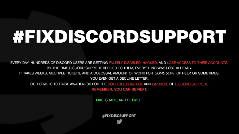 FixDiscSupport's tweet photo. *Please Read*
#FixDiscordSupport @discord #Discord https://t.co/lmUK8XP5eN