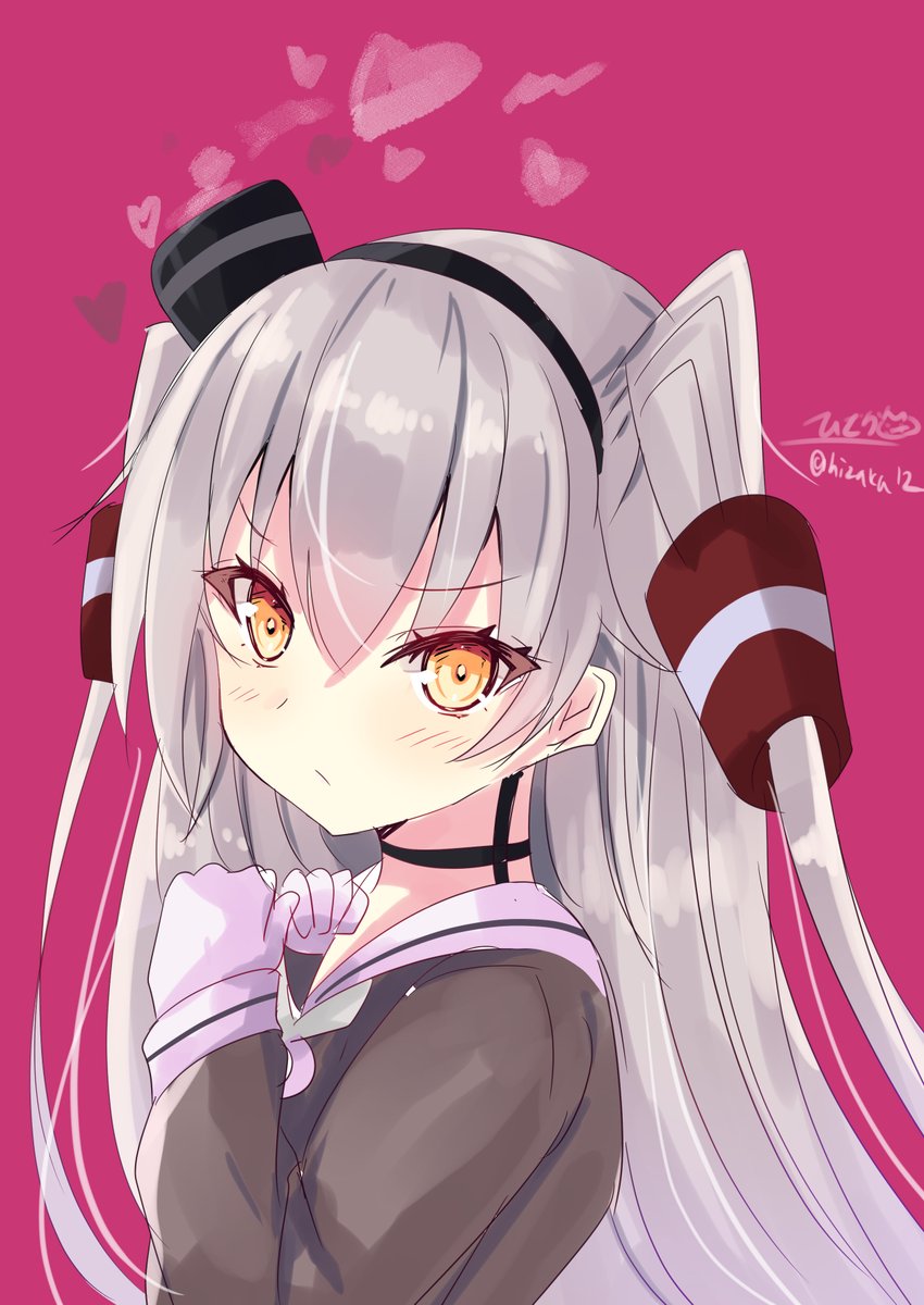 amatsukaze (kancolle) 1girl solo long hair two side up grey hair gloves hair tubes  illustration images