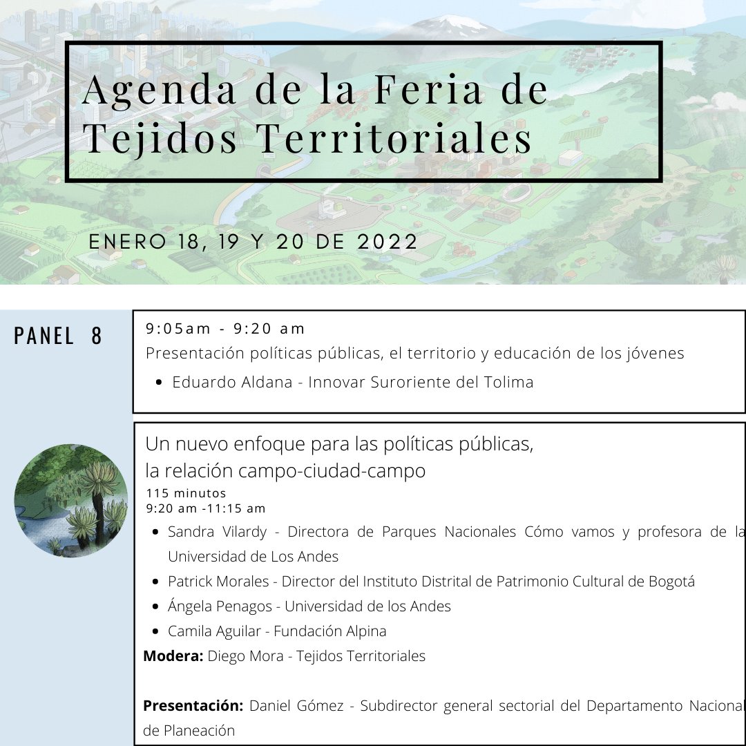 🔴#Envivo <a href="/dgomezco/">Daniel Gómez #25 Senado NL</a>,  Subdirector general sectorial del Departamento Nacional de Planeación nos acompañará en el panel: Un nuevo enfoque para las políticas públicas 
la relación campo-ciudad-campo de nuestra Feria de Tejidos Territoriales
Conéctense aquí: 
eventocepaltejidosterritoriales.com