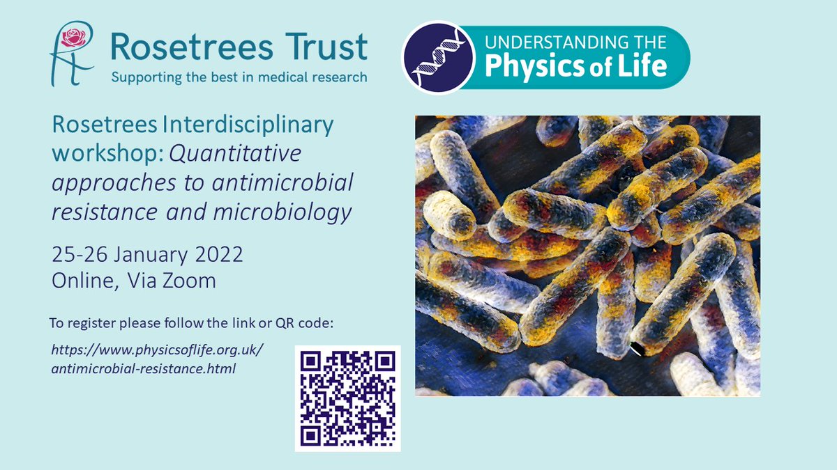 Physics of Life (@physicsoflifeuk) on Twitter photo REMINDER to register for next week's <a href="/RosetreesT/">Rosetrees Trust</a> <a href="/PhysicsofLifeUK/">Physics of Life</a> AMR workshop, being held on 25 and 26 Jan via Zoom, full programme with jam packed line up of speakers can be found here: physicsoflife.org.uk/antimicrobial-… REMINDER to register for next week's <a href="/RosetreesT/">Rosetrees Trust</a> <a href="/PhysicsofLifeUK/">Physics of Life</a> AMR workshop, being held on 25 and 26 Jan via Zoom, full programme with jam packed line up of speakers can be found here: physicsoflife.org.uk/antimicrobial-…