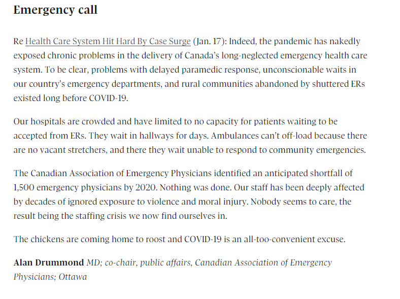 My letter in today's Globe and Mail. Thank you for publishing. @CAEP_Docs