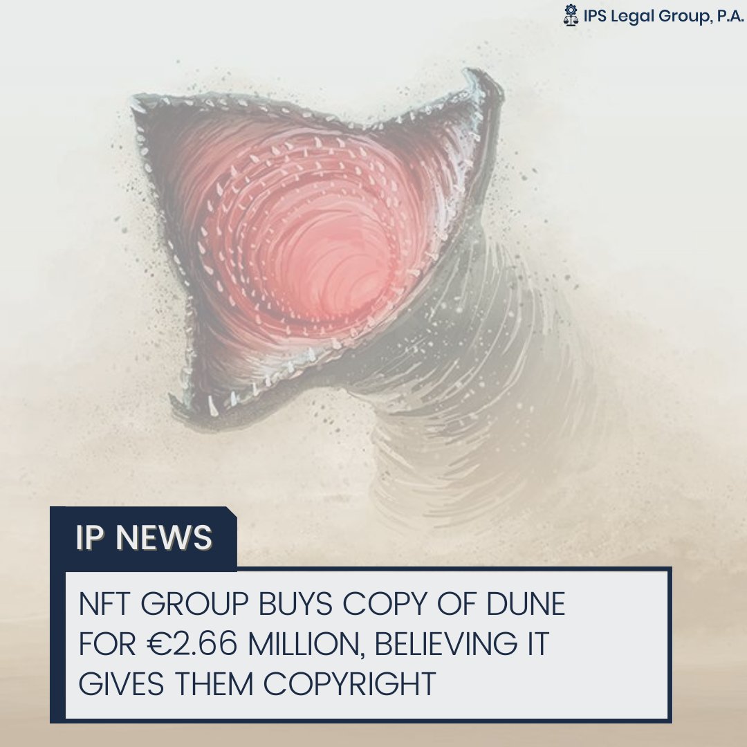 Let’s make one thing clear: If you own an NFT, you DO NOT own the Copyright. 

Long story short: A group of crypto enthusiasts made an unusual purchase: a rare copy of Dune, by science fiction writer Frank Herbert, for  €2.66 million ($3.04M USD).

Visit our FB/IG to read more!