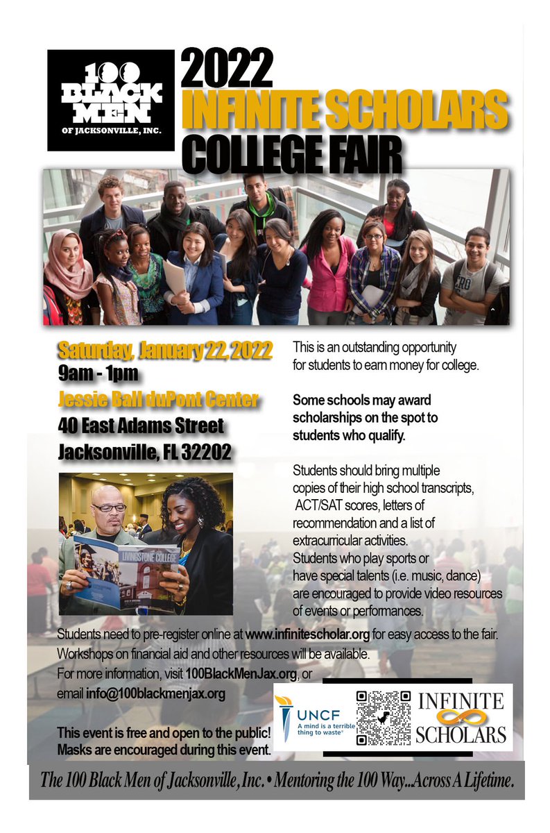 We are back with a great opportunity for area students to learn about college admission and find your school. 

Some schools will offer admission and scholarships on the spot. 

See you this Saturday!