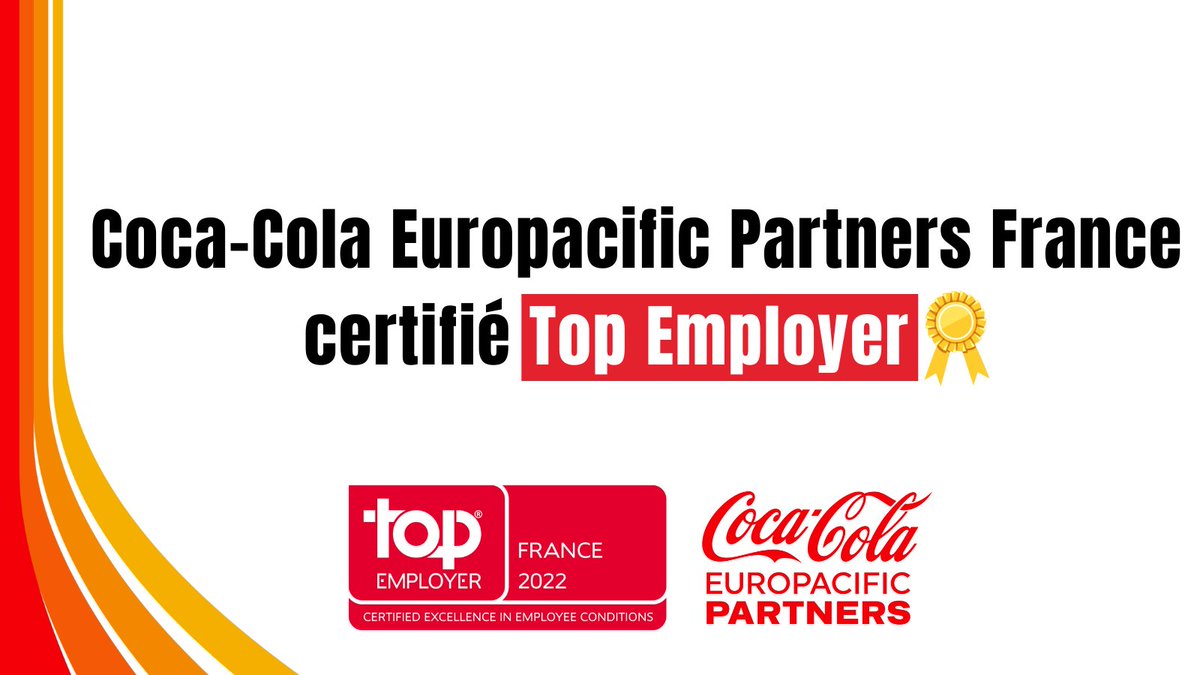 Cette année, @CocaColaEP_FR est certifié « Top Employer » !🏅 Une certification qui reconnait nos initiatives RH, notamment pour nos actions en faveur de l’engagement des collaborateurs, de l’inclusion et de la diversité. Pour en savoir plus : urlz.fr/hcdW