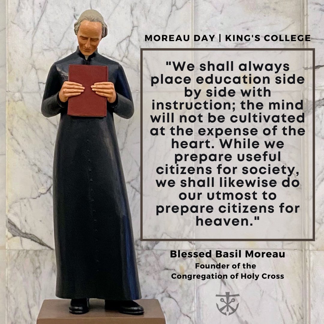KingsCollege_PA's tweet image. Today is the feast of Bl. Basil Moreau, founder of the Congregation of Holy Cross.

A Moreau Day Mass will be celebrated today (Thursday) at the Chapel of Christ the King at 12:05pm. The Mass will also be livestreamed here: kings.edu/chapel-stream