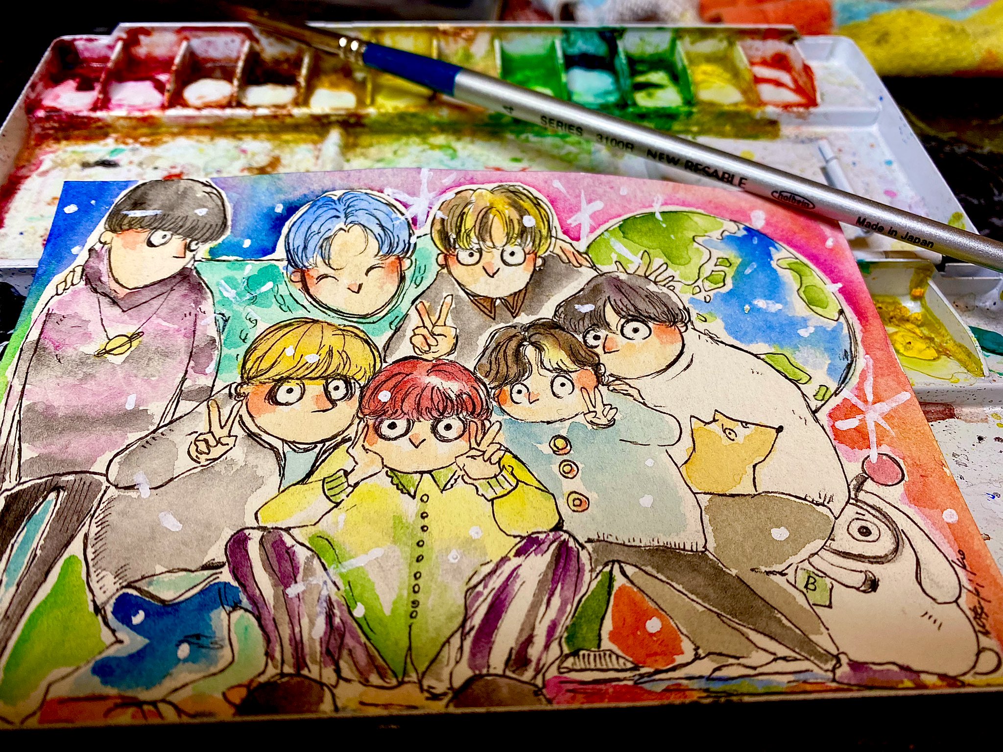 Twitter এ 夏きこ Natsu Gwen Kiko Orbitファンアート企画 絶対かっこいい絵を描くんだ と構図を色々考えたけど んー 結局7人揃ってて楽しそうにしてる姿に落ち着きました そして タイトルをつけるなら ハナ だなぁ どこにいても1人じゃないよ