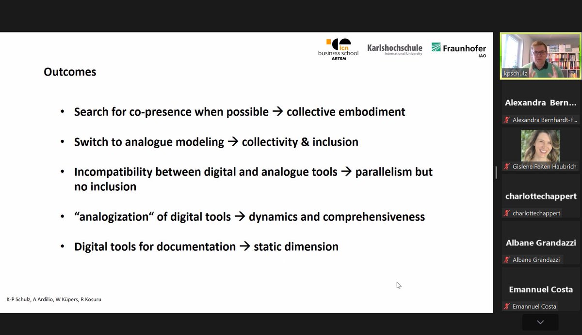 kobaltgelb's tweet photo. Interesting findings regarding collaborations with digital and analogue tools / in co-presence vs. tele-presence by Klaus-Peter Schulz et al. #RGCS2022 research conversations part 2 https://t.co/2S0KhBF3L0