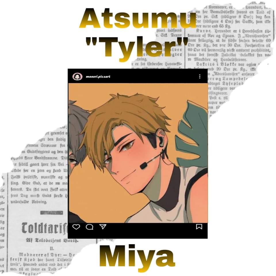 csjydnmy's tweet photo. ㅤㅤ
             Atsumu "Tyler" Miya.

           I'm  not  new to #hqrp
           re-intro lang para astig. https://t.co/16Nb6KO8Rq