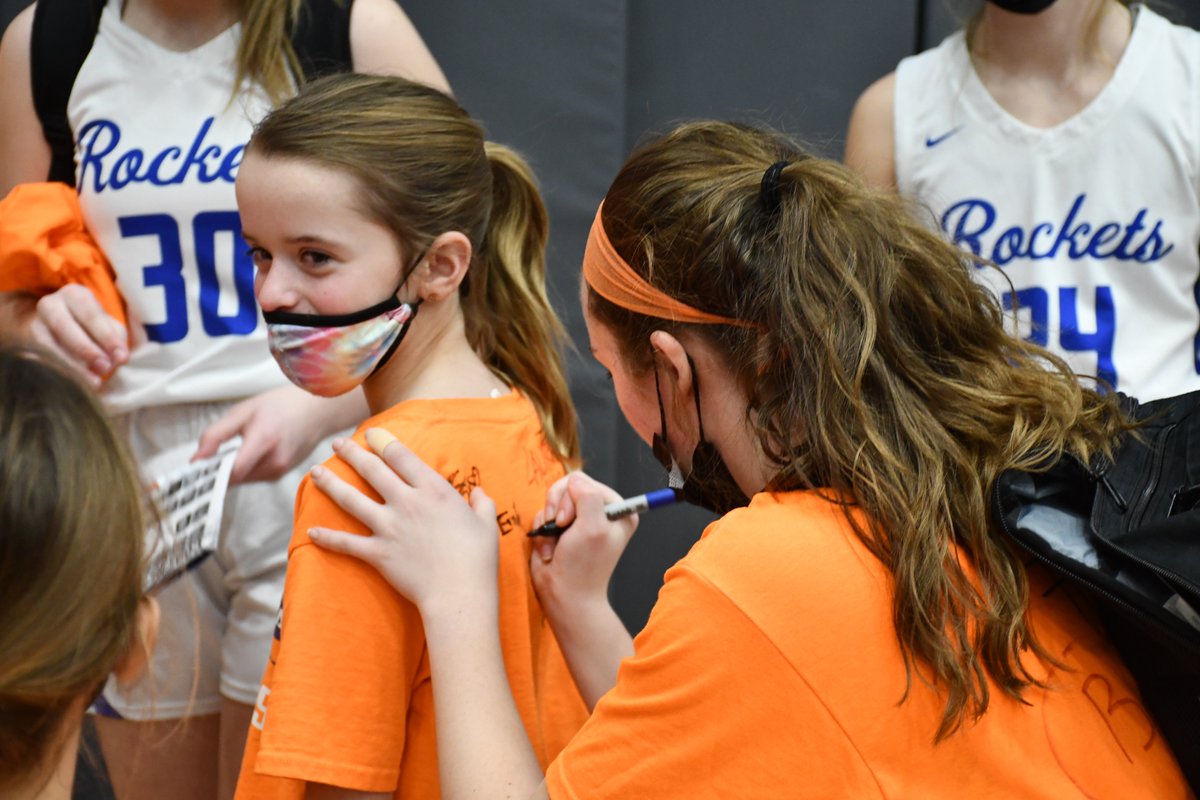 Autograph session with the <a href="/CHS_rocketbball/">Central Rockets - Girl's Basketball</a> team is always a big hit for the Blast girls on "Orange for Lisa" fundraiser night!  They were so excited to meet the stars and get autographs!