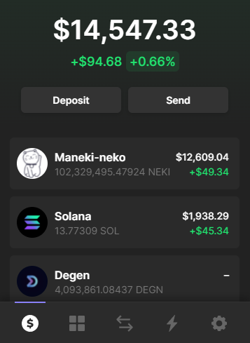 ManekiNekoLabs's tweet photo. The price of #NEKI comes up now so check your Phantom wallet and see.  If you don't have any #NEKI it's time to pick up some.  We'll announce on holder rewards soon! https://t.co/RttyVjAzeu