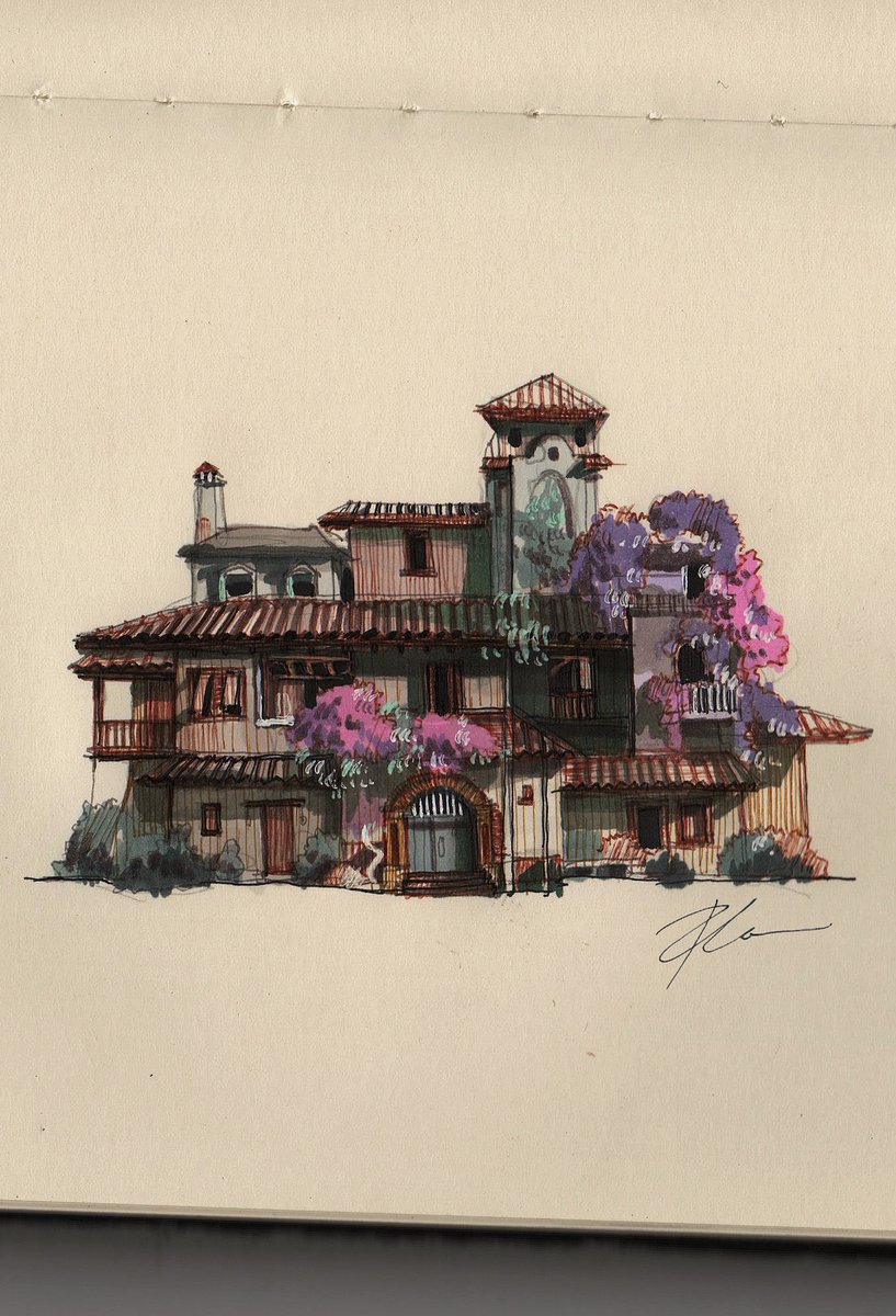rommeldrawlines's tweet image. Casita drawing🏠 pen, markers.