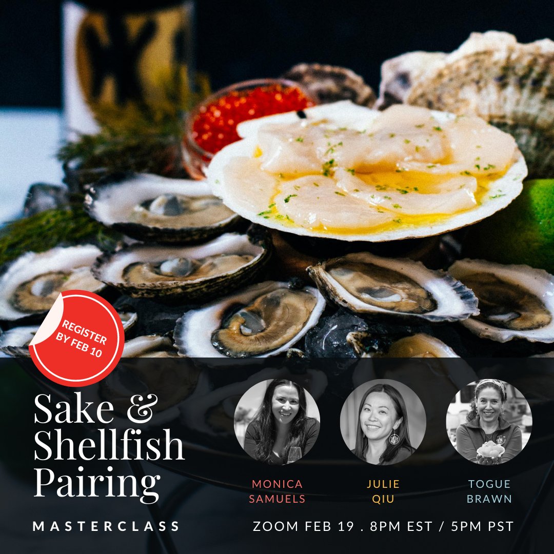 First class of 2022! 🎊 The Saké &amp; Shellfish Pairing Masterclass features premium Japanese sakes curated by <a href="/MonicaASamuels/">Monica Samuels</a>, Maine scallops by <a href="/downeastdayboat/">Togue Brawn</a>, Maine oysters, and my <a href="/33BooksCo/">33 Books Co.</a> Oyster and Sake tasting journals. Get Tickets: oyster.guru/2022class #masterclass