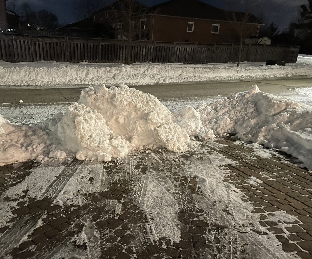Brett7B's tweet photo. @citymississauga this is absolutely ridiculous, the snow plow left this at 1030pm. They are both 60+ and work early mornings and had to shovel at 5am. Both were late for work and my father hurt his back and now will be off from work. Common sense should be used from the driver. https://t.co/AyHrkzuVCI