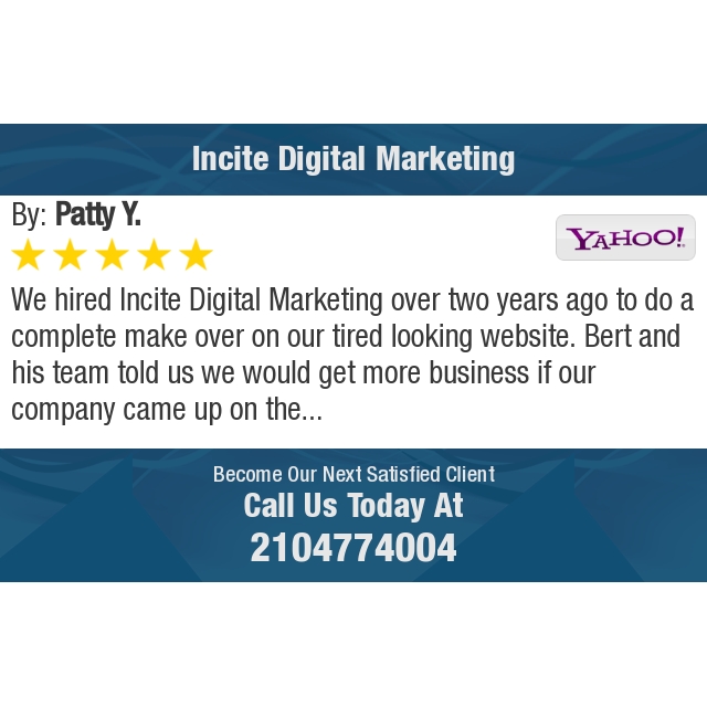 5 Star: Patty Y. "We hired Incite Digital Marketing over two years ago to do a complete make over on our tired..." bit.ly/2tBWsLj