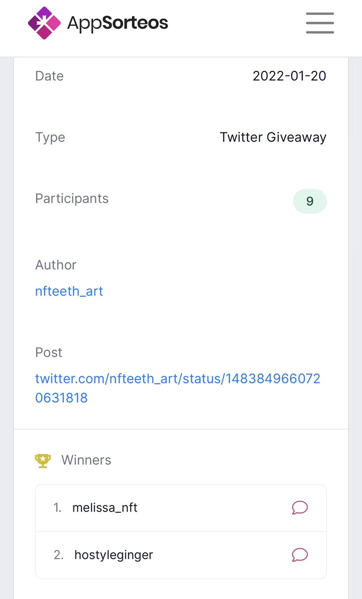 nfteeth_art's tweet photo. Well, as fate would have it we had 2 powerful women won the NFT Women’s Wednesday giveaway 🥳🥳
@hostyleginger and @melissa_nft 🦷♥️🦷
Melissa has 1st pick🥇
Hostyleginger 2nd🥈

Disclaimer: I had to re-roll/pick because our Co-founder (alsoJosh) won on the first attempt 🤦🏻‍♂️ https://t.co/IkinRmV9ck