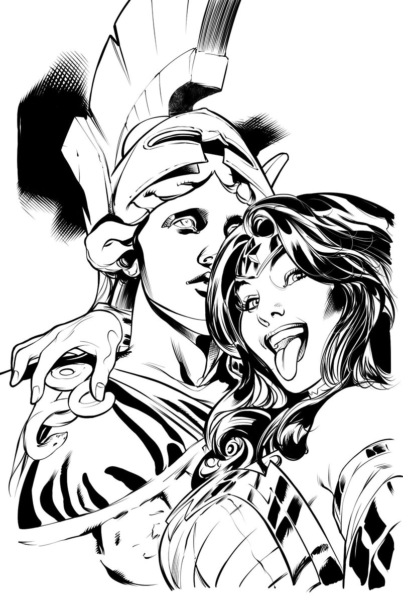 RaffaSemeraro's tweet photo. Ink for fun with Great Penciler #terrydodson #dccomics #WonderWoman https://t.co/TAJwcpwSUn
