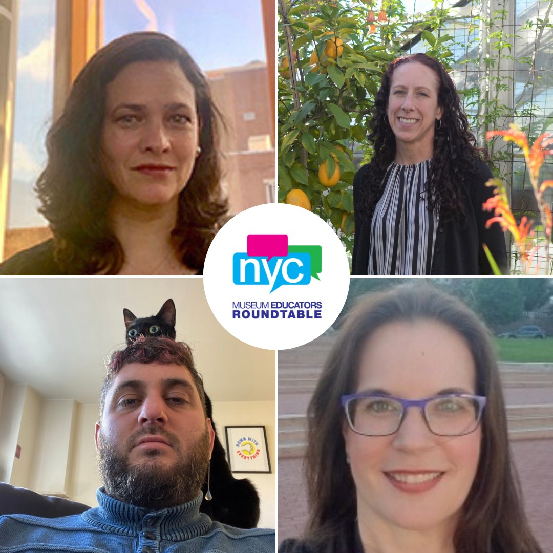 NYCMER's tweet photo. Top L: Jenna Coplin, Academic Program Manager, Museum Studies/Research Admin &amp; Compliance @CUNYSPS 
Top R: Alix Cotumaccio, Curator of Edu, @BronxZoo @TheWCS 
Bottom L: Jesse Bandler Firestone, Ass't Curator @wavehill
Bottom R: Sheri Levinsky-Raskin, President/Founder, @MusEdNyc https://t.co/kbC37gftx7