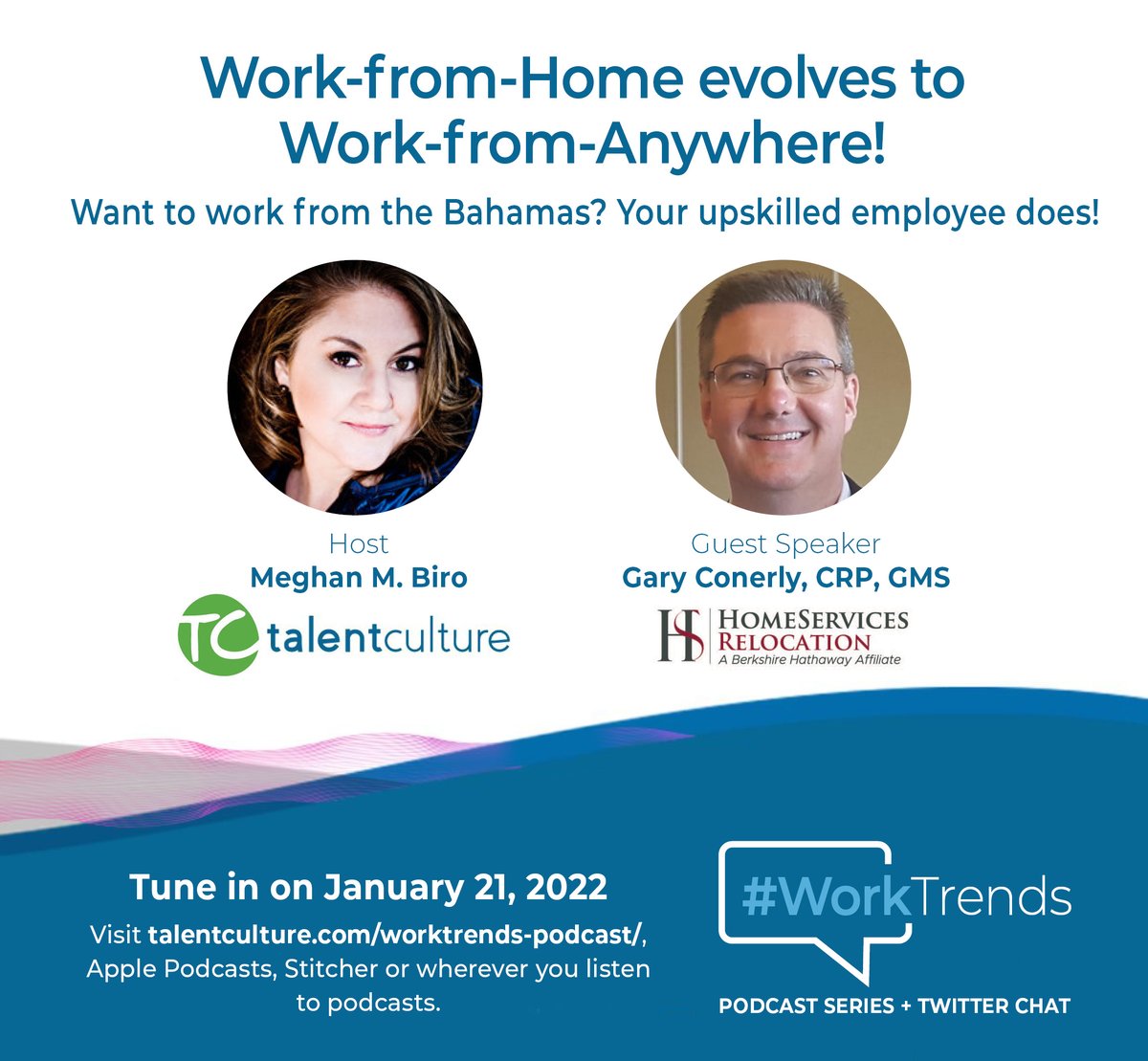 HomeSvcsRelo's tweet photo. Don’t Miss Gary Conerly with HSR addressing how the COVID-19 pandemic has caused significant changes in how HR is supporting employees who relocate. #Tomorrow on @TalentCulture’s #WorkTrends podcast with @MeghanMBiro.  Tune in here: 
https://t.co/ol1X2DHXjJ
#relo #hrstrategy https://t.co/8boluGr2es