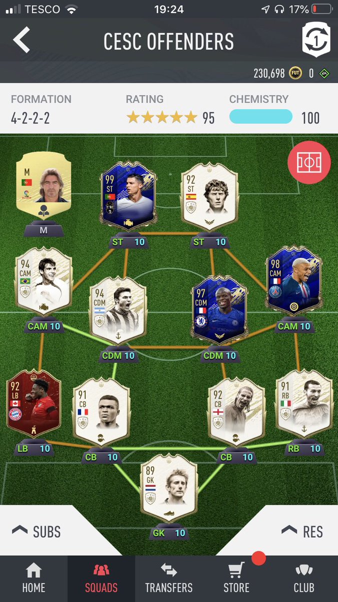 JayAllen1009's tweet photo. @FIFA22_INFO 3 Cr7’s, 1 mbappe, 1 Kante, 1 ramos ( rtg ) https://t.co/r11ib0LNnJ