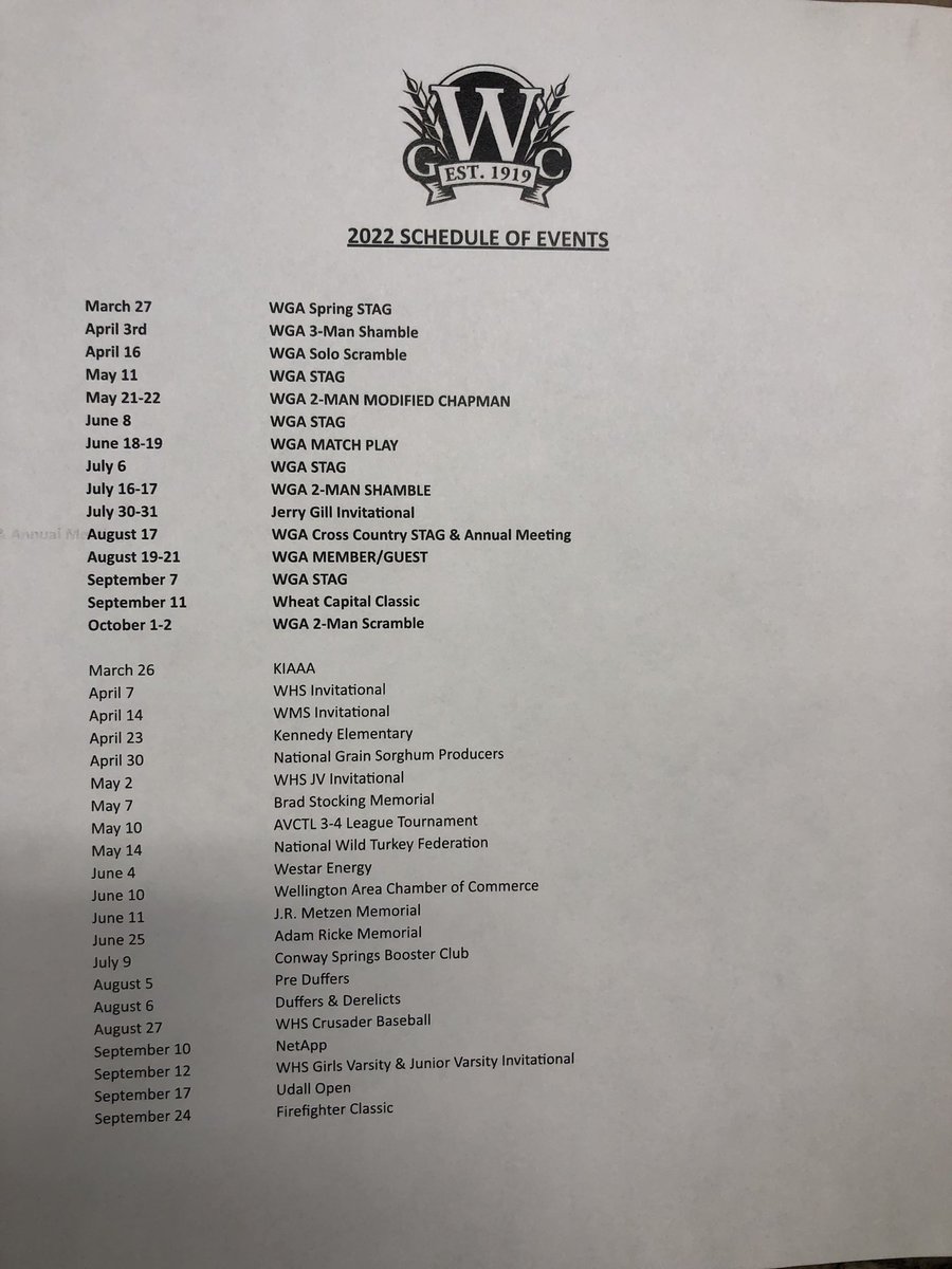 golfWGC's tweet photo. 2022 Schedule of Events https://t.co/Wt4awvZXFE
