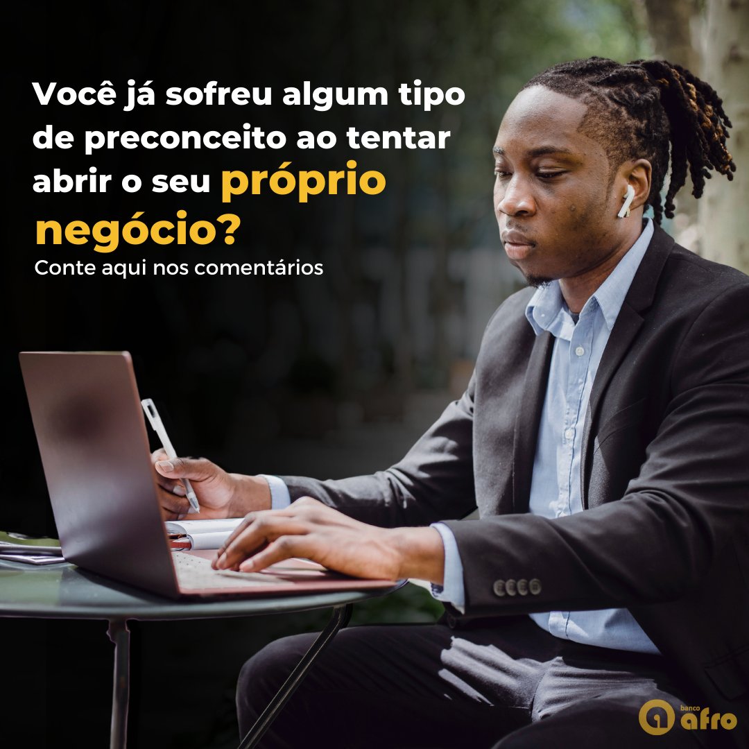 AfroBanco's tweet photo. Você já sofreu algum tipo de preconceito ao tentar abrir o seu próprio negócio? Conte aqui nos comentários.

#bancoafro #bancoafrodigital #empreendedorismo #afroempreendedorismo #afro #comunidadenegra #finanças #dinheiro #money #blackmoney https://t.co/eHnDh69bg5