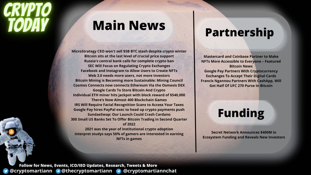 cryptomartiann's tweet image. Crypto Today
#cryptocurrency #cryptonews #SecretNetwork