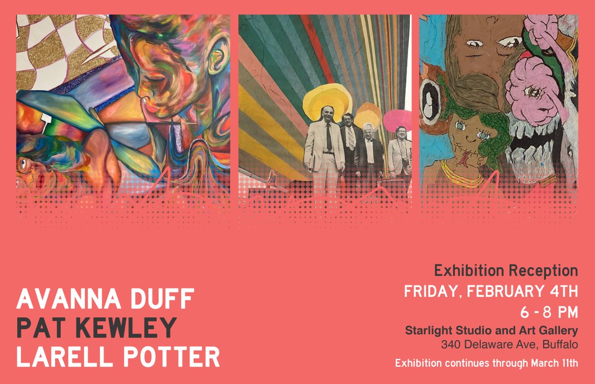 StarlightLDA's tweet photo. Our first exhibition of our 2022 Side-By-Each series featuring artwork by Avanna Duff, Pat Kewley, and Larell Potter.
Opening Reception:
Friday, February 4 from 6-8pm
On-view through March 11, 2022
Regular Gallery Hours are Monday-Friday, 9am-4pm - https://t.co/TKPHuTdsYl https://t.co/m9ZglZvUee
